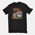 Back To The Gaul – Fantasy Graphic T-Shirt in black, flat-lay product view