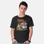 Model wearing black Back To The Gaul – Fantasy Graphic T-Shirt