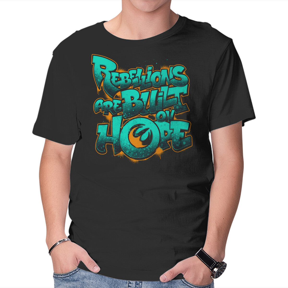 Rebel Phoenix – Sci-Fi Graphic T-Shirt in black, product display