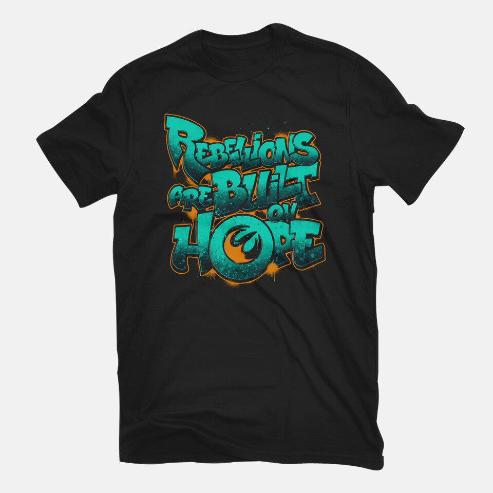 Rebel Phoenix – Sci-Fi Graphic T-Shirt in black, flat-lay product view