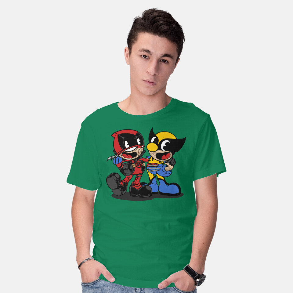 Model wearing green Weapon X – Sci-Fi Graphic T-Shirt