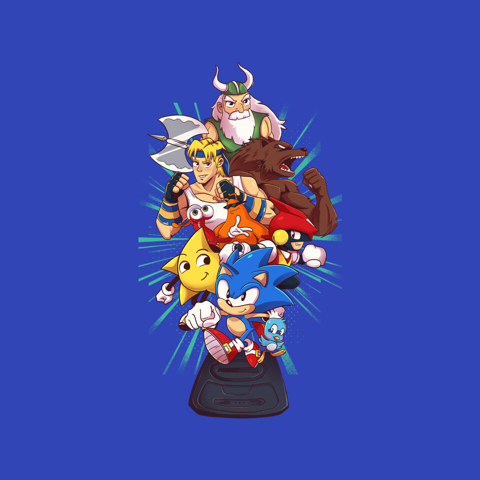 Megadrive – Gaming Graphic T-Shirt design artwork for royal blue graphic T-shirt