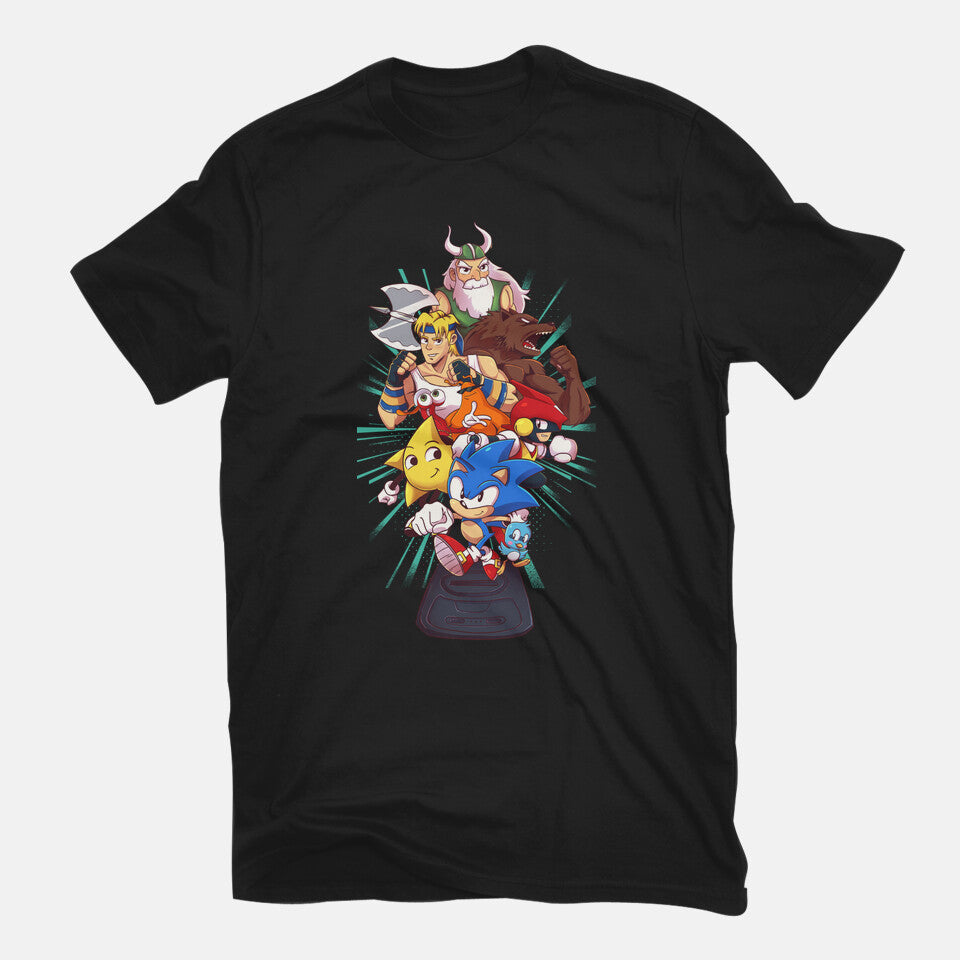 Megadrive – Gaming Graphic T-Shirt in black, flat-lay product view