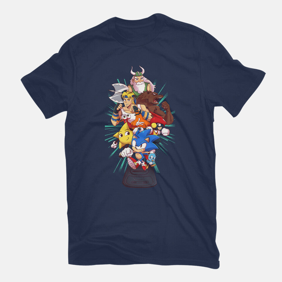 Megadrive – Gaming Graphic T-Shirt in navy, flat-lay product view