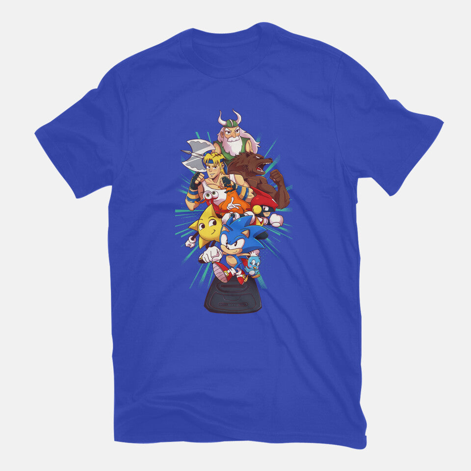 Megadrive – Gaming Graphic T-Shirt in royal blue, flat-lay product view