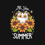 Summer Kitten Sniffles – Cat Graphic T-Shirt design artwork for black graphic T-shirt