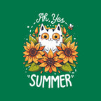 Summer Kitten Sniffles – Cat Graphic T-Shirt design artwork for green graphic T-shirt