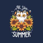 Summer Kitten Sniffles – Cat Graphic T-Shirt design artwork for navy graphic T-shirt