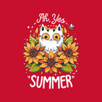 Summer Kitten Sniffles – Cat Graphic T-Shirt design artwork for red graphic T-shirt