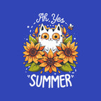 Summer Kitten Sniffles – Cat Graphic T-Shirt design artwork for royal blue graphic T-shirt
