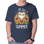 Summer Kitten Sniffles – Cat Graphic T-Shirt in navy, product display