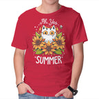 Summer Kitten Sniffles – Cat Graphic T-Shirt in red, product display