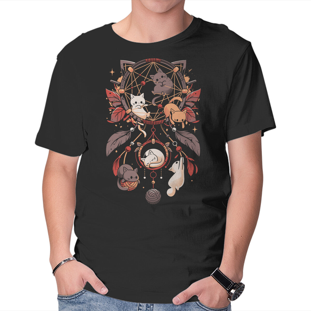 Cat Catcher – Cat Graphic T-Shirt in black, product display
