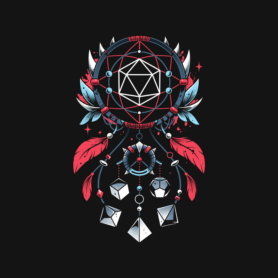 Dice Catcher – Gaming Graphic T-Shirt design artwork for black graphic T-shirt