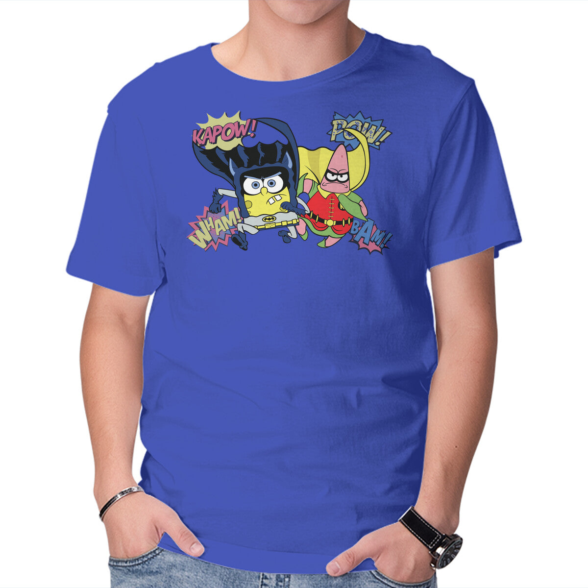 BatBob SquarePants – Funny Graphic T-Shirt in royal blue, product display