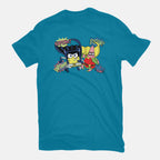 BatBob SquarePants – Funny Graphic T-Shirt in turquoise, flat-lay product view