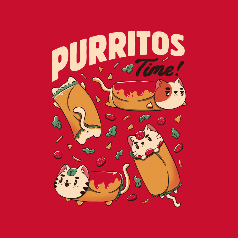 Purritos Time – Cat Graphic T-Shirt design artwork for red graphic T-shirt