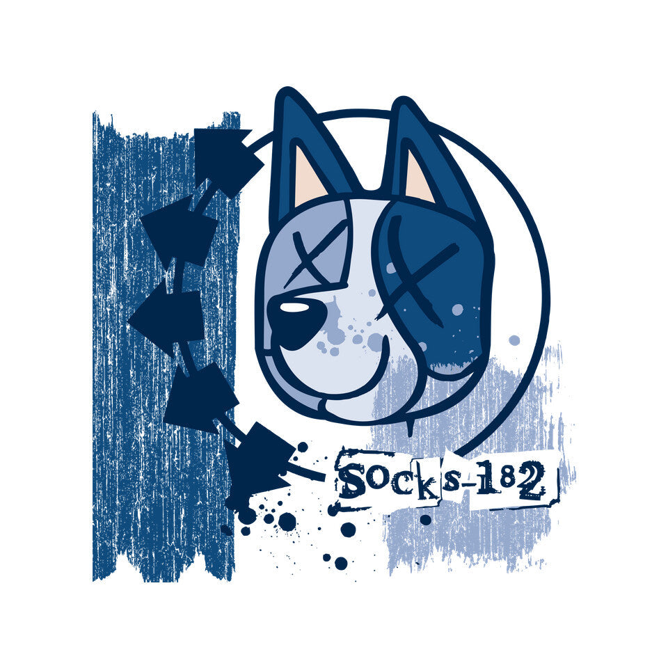 Socks-182 – Dog Graphic T-Shirt design artwork for white graphic T-shirt