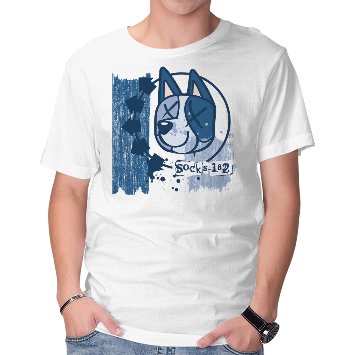 Socks-182 – Dog Graphic T-Shirt in white, product display