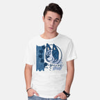 Model wearing white Socks-182 – Dog Graphic T-Shirt