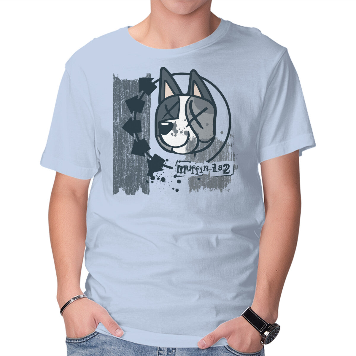 Muffin-182 – Dog Graphic T-Shirt in blue, product display