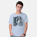 Model wearing blue Muffin-182 – Dog Graphic T-Shirt