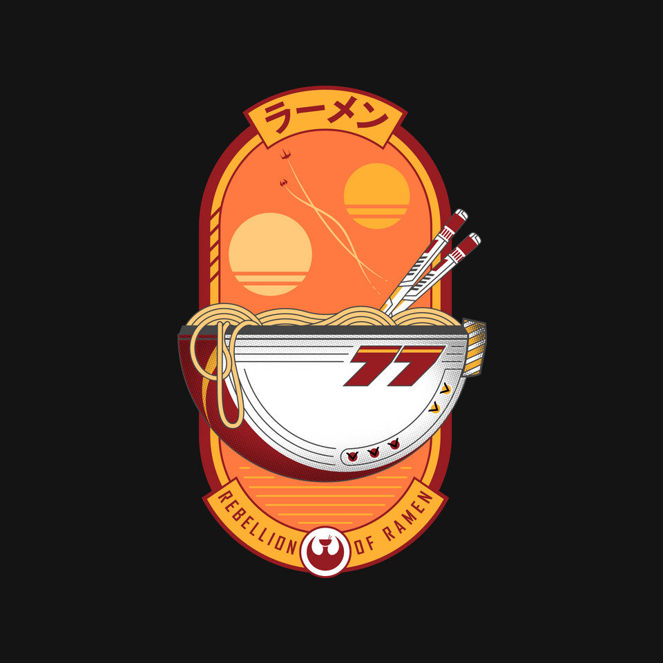 Rebellion Of Ramen – Sci-Fi Graphic T-Shirt design artwork for black graphic T-shirt