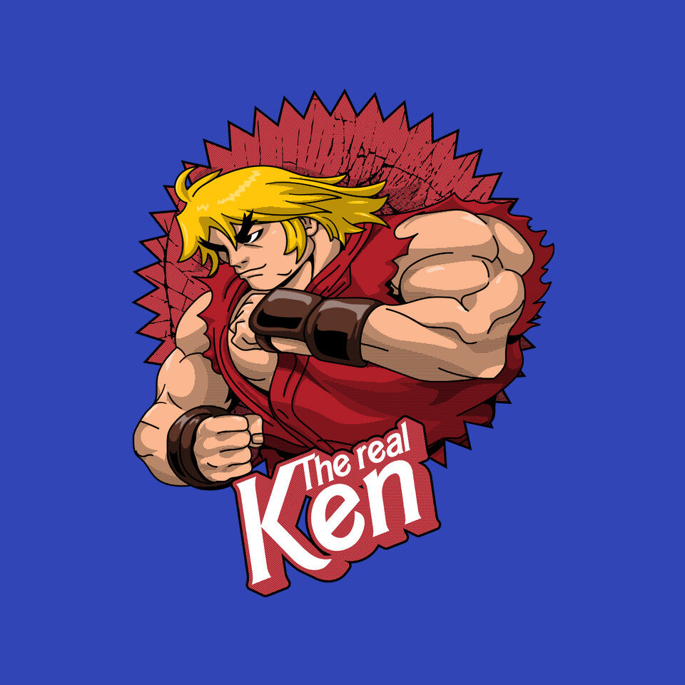 The Real Ken – Gaming Graphic T-Shirt design artwork for royal blue graphic T-shirt