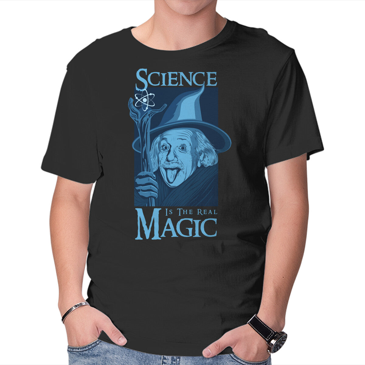 Science Is The Real Magic – Movie Graphic T-Shirt in black, product display