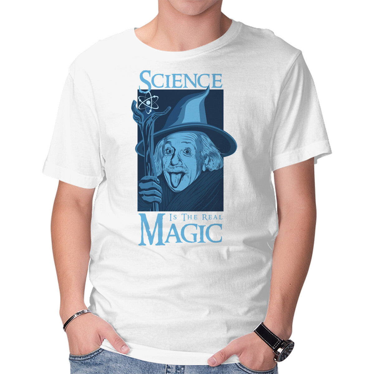 Science Is The Real Magic – Movie Graphic T-Shirt in white, product display