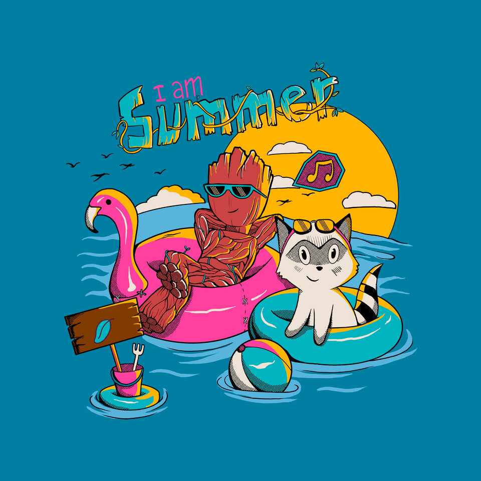 I Am Summer – Sci-Fi Graphic T-Shirt design artwork for turquoise graphic T-shirt