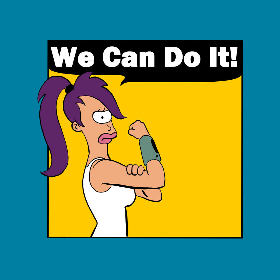 We Can Do It – Sci-Fi Graphic T-Shirt design artwork for turquoise graphic T-shirt