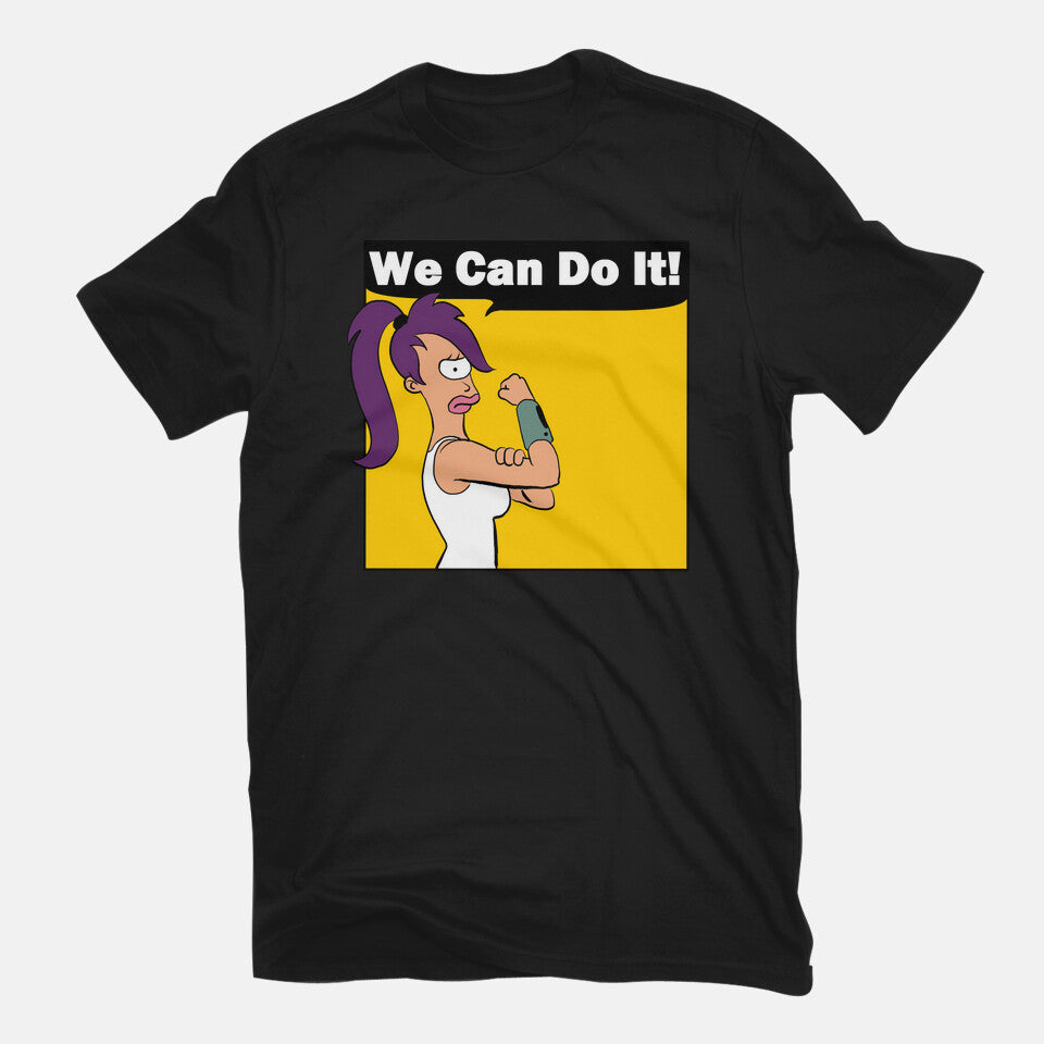 We Can Do It – Sci-Fi Graphic T-Shirt in black, flat-lay product view