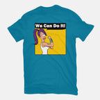 We Can Do It – Sci-Fi Graphic T-Shirt in turquoise, flat-lay product view