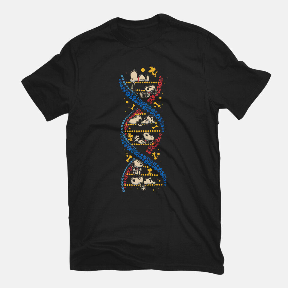 Beagles DNA – Dog Graphic T-Shirt in black, flat-lay product view