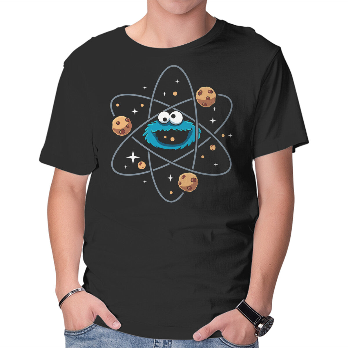 Cookie Atom – Funny Graphic T-Shirt in black, product display