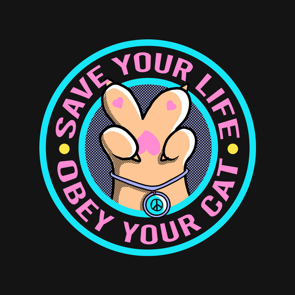 Obey Your Cat – Cat Graphic T-Shirt design artwork for black graphic T-shirt
