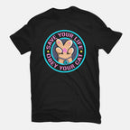 Obey Your Cat – Cat Graphic T-Shirt in black, flat-lay product view