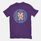 Obey Your Cat – Cat Graphic T-Shirt in purple, flat-lay product view