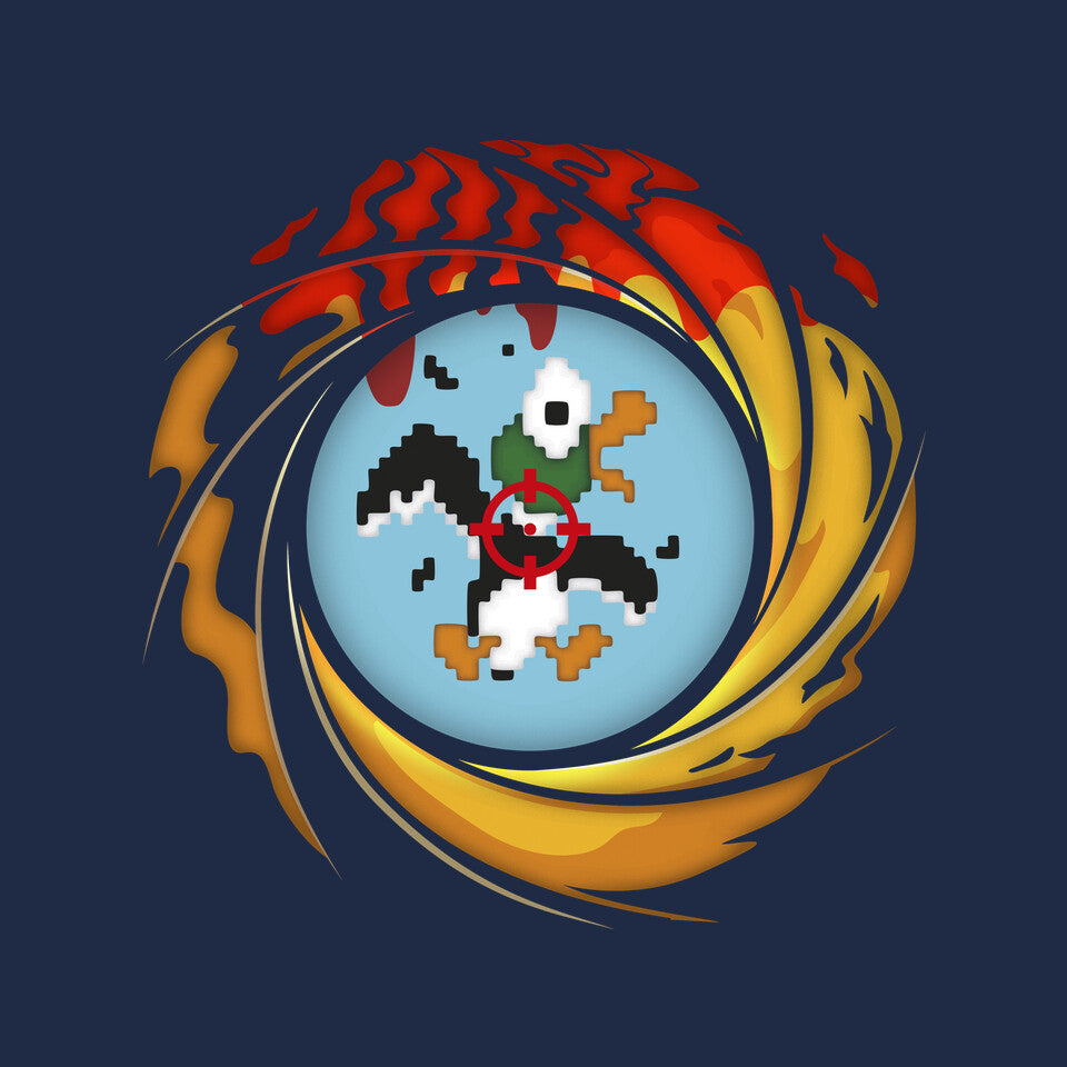 License To Hunt – Gaming Graphic T-Shirt design artwork for navy graphic T-shirt