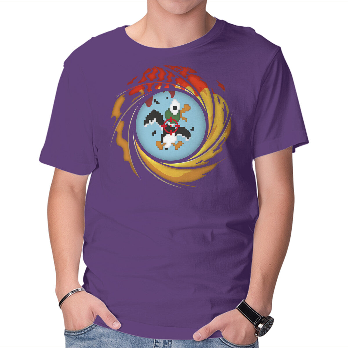 License To Hunt – Gaming Graphic T-Shirt in purple, product display