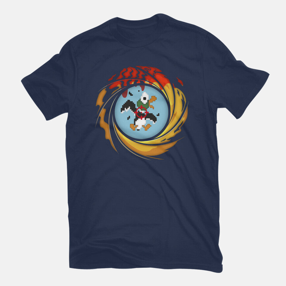 License To Hunt – Gaming Graphic T-Shirt in navy, flat-lay product view