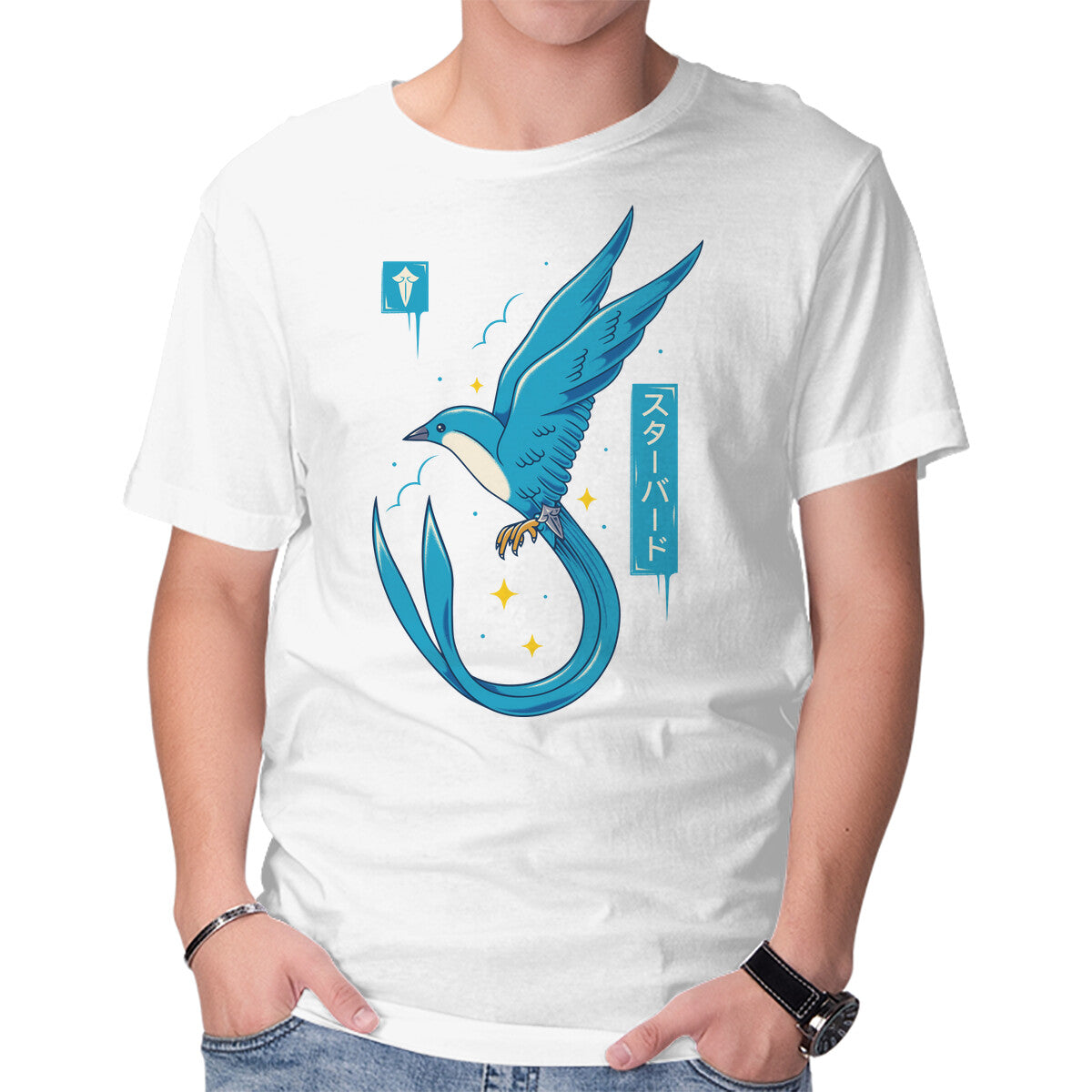 Starbird – Gaming Graphic T-Shirt in white, product display