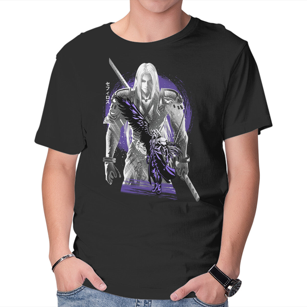 Angel Of Death Sephiroth – Gaming Graphic T-Shirt in black, product display