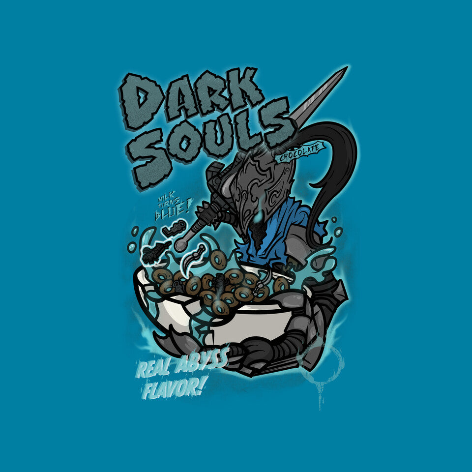 Dark Souls Chocolate – Gaming Graphic T-Shirt design artwork for turquoise graphic T-shirt