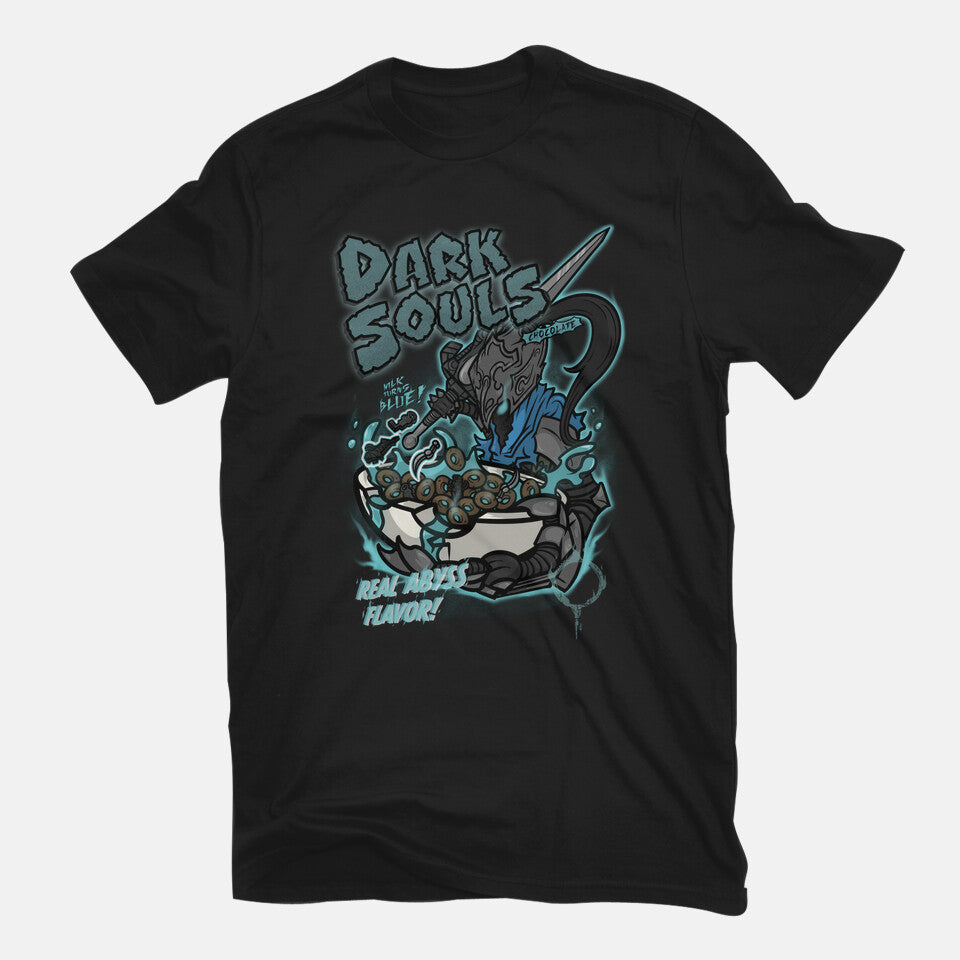 Dark Souls Chocolate – Gaming Graphic T-Shirt in black, flat-lay product view
