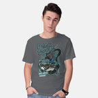 Model wearing charcoal Dark Souls Chocolate – Gaming Graphic T-Shirt