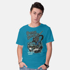 Model wearing turquoise Dark Souls Chocolate – Gaming Graphic T-Shirt