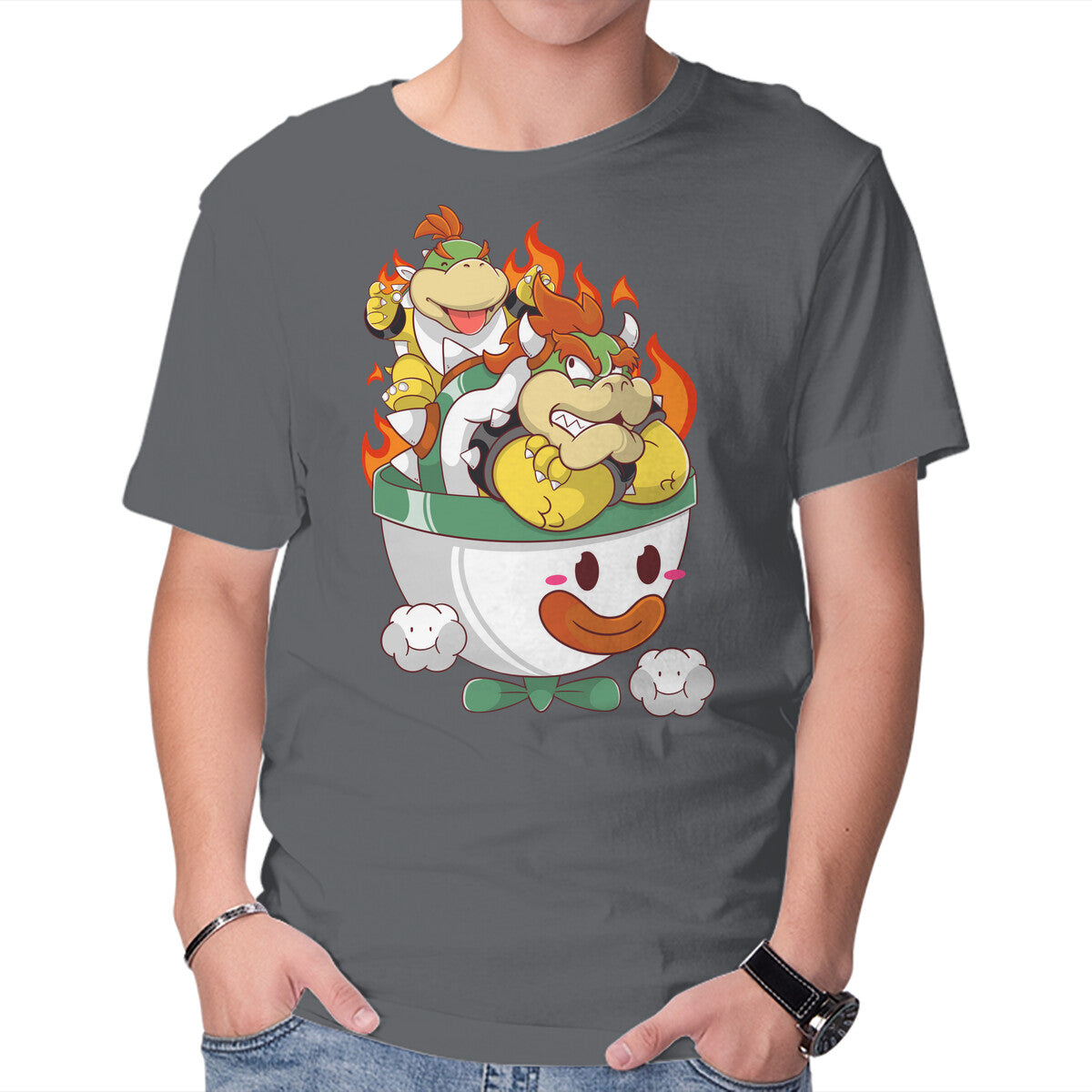 Father And Son – Gaming Graphic T-Shirt in charcoal, product display