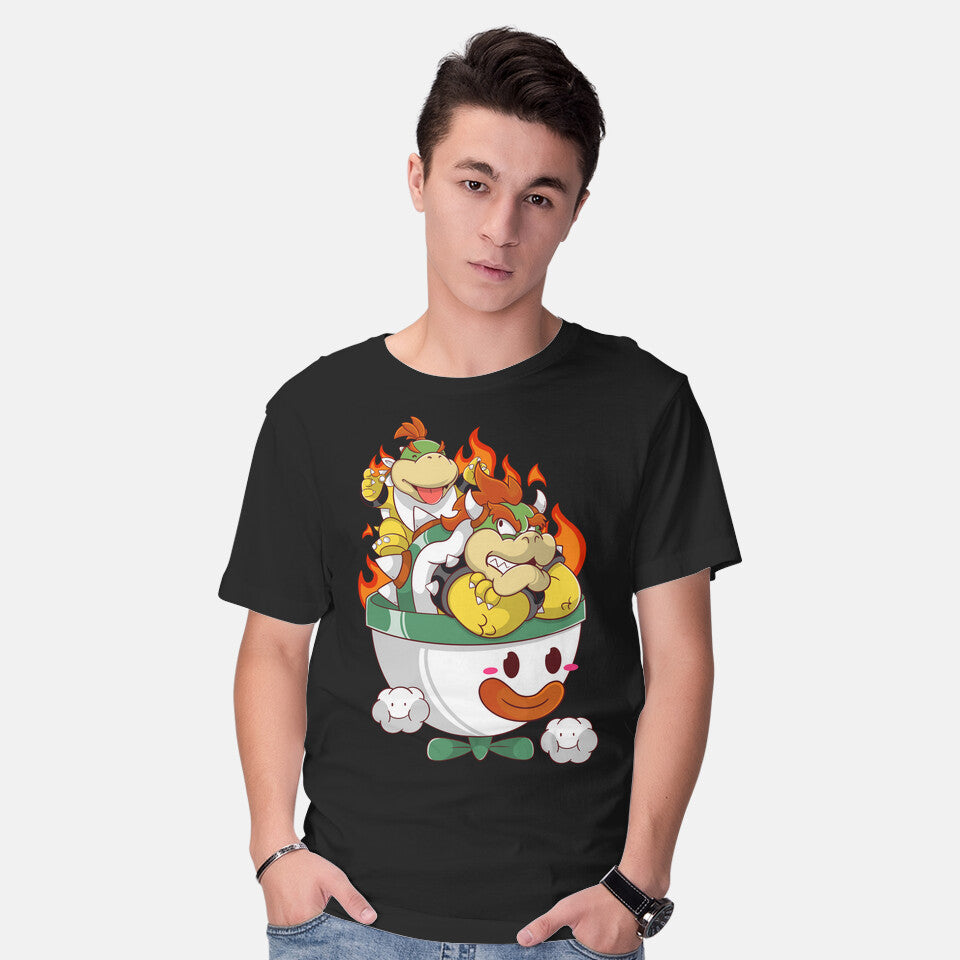 Model wearing black Father And Son – Gaming Graphic T-Shirt